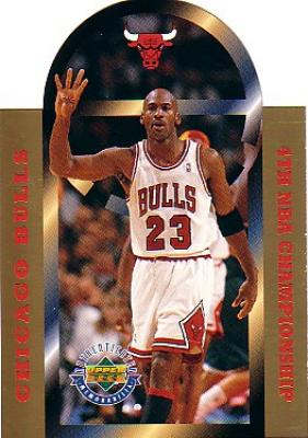 Michael Jordan 4th NBA Championship 1996 Upper Deck jumbo card #21223/25000