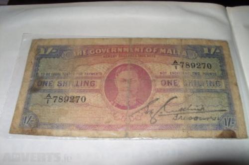 Malta one shilling-1940/43-rare
