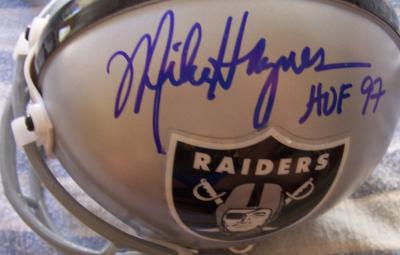 Mike Haynes & Howie Long autographed Raiders mini helmet