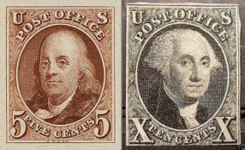Stamps; First Stamps of USA, issued in 1847