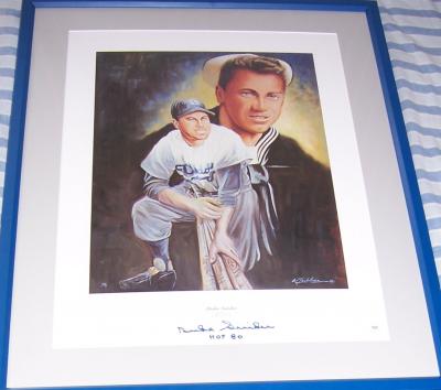 Duke Snider autographed Brooklyn Dodgers lithograph matted & framed (PSA/DNA)