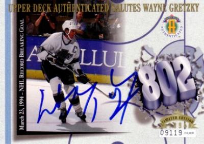 Wayne Gretzky autographed Goal 802 Los Angeles Kings UDA commemorative card