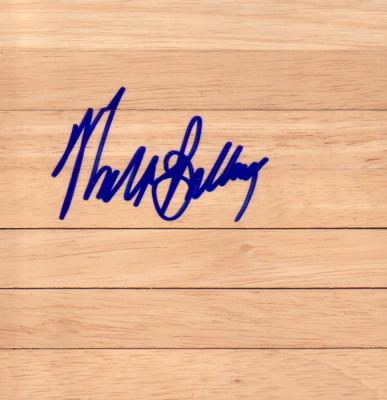 Walt Bellamy (Atlanta Hawks) autographed basketball hardwood floor