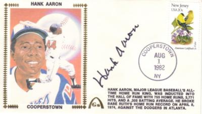 Hank Aaron autographed 1982 Baseball Hall of Fame Induction cachet