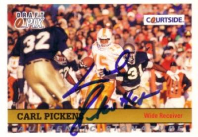 Carl Pickens Tennessee certified autograph 1992 Courtside card
