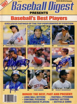 Gary Carter Tim Raines Ryne Sandberg Mike Schmidt autographed 1987 Baseball Digest magazine