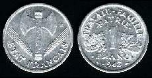 1 franc; Year: 1942-1944; (km 902.1); (axe)