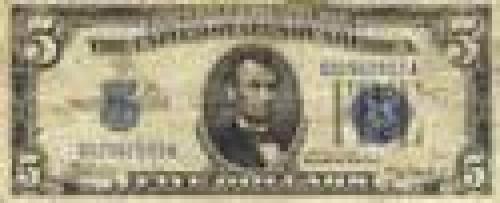 5 Dollars; Issue of 1934-35, "Atheist dollars" (no "In God we trust" slogan)