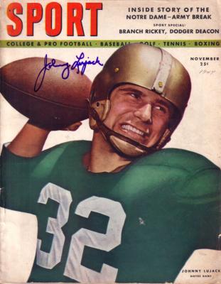 Johnny Lujack autographed Notre Dame 1947 Sport magazine