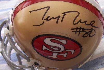 Jerry Rice & Dwight Clark autographed San Francisco 49ers authentic mini helmet