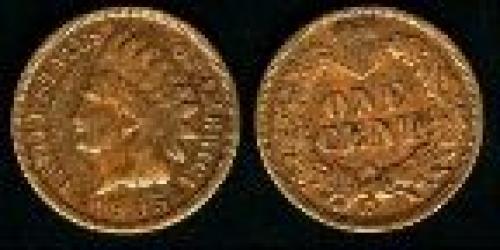 1 cent; Year: 1864-1909; Small Cent. Indian Head Oak Wreath bronze