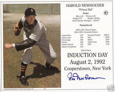 Hal Newhouser autographed Detroit Tigers 8x10 Hall of Fame photo card