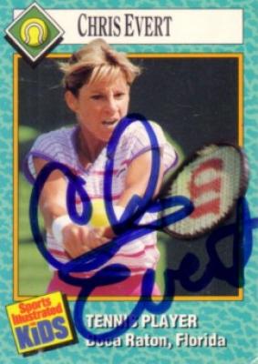 Chris Evert autographed 1989 Sports Illustrated for Kids tennis card