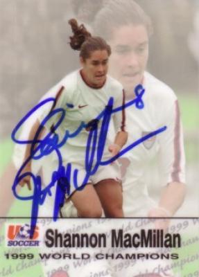 Shannon MacMillan autographed 1999 Women's World Cup Champions card