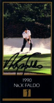 Nick Faldo autographed 1990 Masters Champion golf card