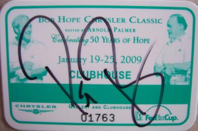 Pat Perez autographed 2009 Bob Hope Chrysler Classic badge