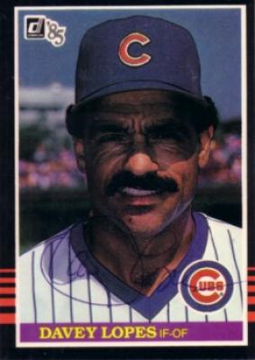 Davey Lopes autographed Chicago Cubs 1985 Donruss card