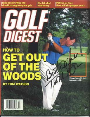 Tom Watson autographed 1996 Golf Digest magazine inscribed Best Wishes