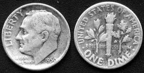 Coins; USA coins; 1950-Roosevelt-10 cents