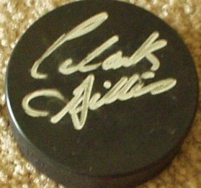 Clark Gillies autographed hockey puck
