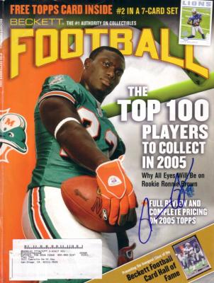 Ronnie Brown autographed Miami Dolphins 2005 Beckett Football cover