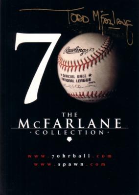 Todd McFarlane autographed Mark McGwire 70 HR baseball 5x7 promo card