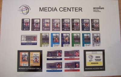 2004 WGC Accenture Match Play Championship Media Center credential sign (Tiger Woods)