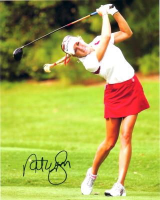 Natalie Gulbis autographed 8x10 LPGA flying ponytail photo