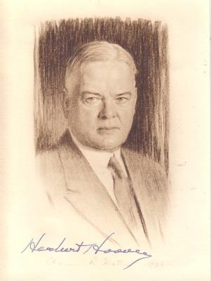 Herbert Hoover autographed 5x7 photo with 1938 letter from secretary
