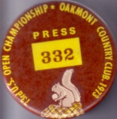 1973 U.S. Open (Oakmont) press button or pin (Johnny Miller)