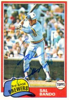 Sal Bando autographed 1981 Topps Milwaukee Brewers card
