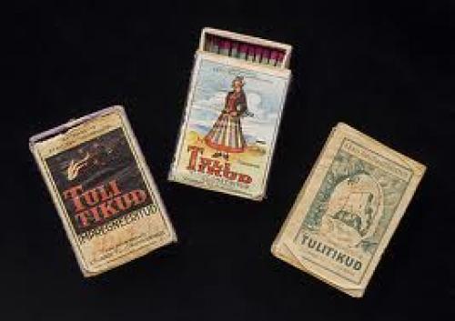 Matchboxes with traditional designs.