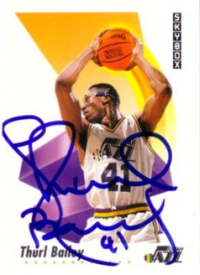 Thurl Bailey autographed Utah Jazz 1991-92 SkyBox card