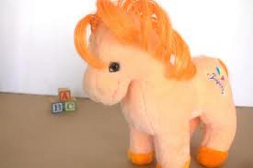 Toys; Vintage 80's Childrens Stuffed Orange animal - Kids 1980's plush toy Pony 