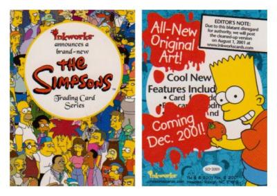 The Simpsons 2001 Comic-Con Inkworks promo card SD-2001