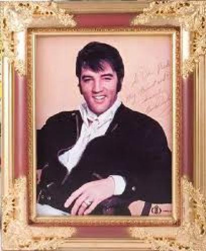 Memorabilia; Autographed and framed picture of Elvis Presley