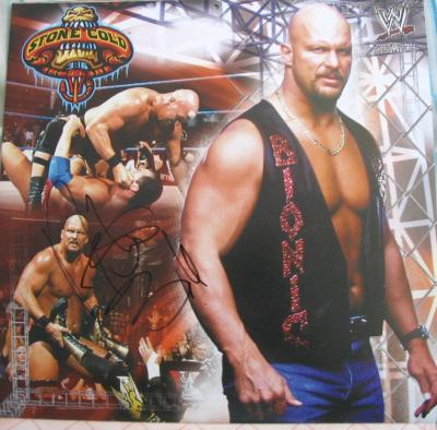 Stone Cold Steve Austin autographed 2003 WWE wrestling calendar page