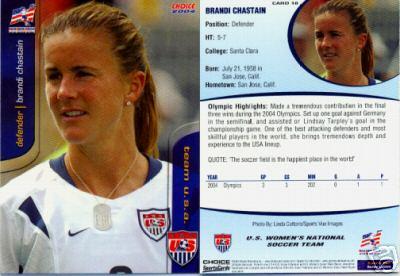Brandi Chastain 2004 U.S. Women's National Team card