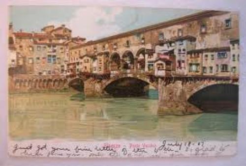 Vintage postcard, Ponte Vecchio; Firenze (Florence); Italy Postmark: 1907