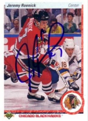 Jeremy Roenick autographed Chicago Blackhawks 1990-91 Upper Deck Rookie Card