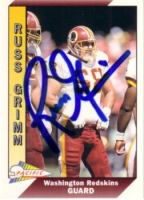Russ Grimm autographed Washington Redskins 1991 Pacific card
