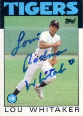 Lou Whitaker autographed Detroit Tigers 1986 Topps card