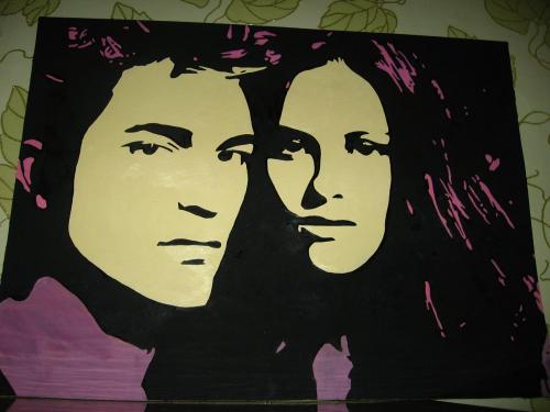 Robert Pattinson and Kristen Stewart pop art hand made painting