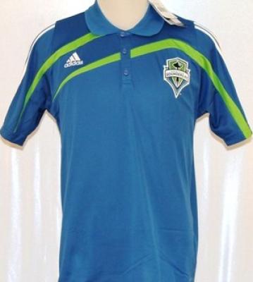 Seattle Sounders MLS Adidas blue polo shirt NEW WITH TAGS