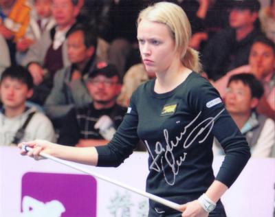 Jasmin Ouschan autographed billiards 8x10 photo