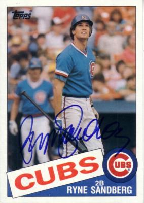 Ryne Sandberg autographed Chicago Cubs 1985 Topps 5x7 jumbo card