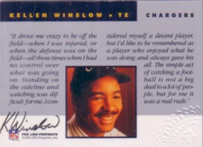 Kellen Winslow certified autograph San Diego Chargers Pro Line card