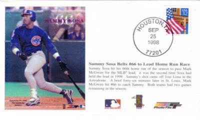 Sammy Sosa 1998 Home Run #66 Chicago Cubs commemorative cachet
