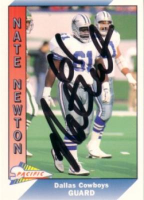 Nate Newton autographed Dallas Cowboys 1991 Pacific card