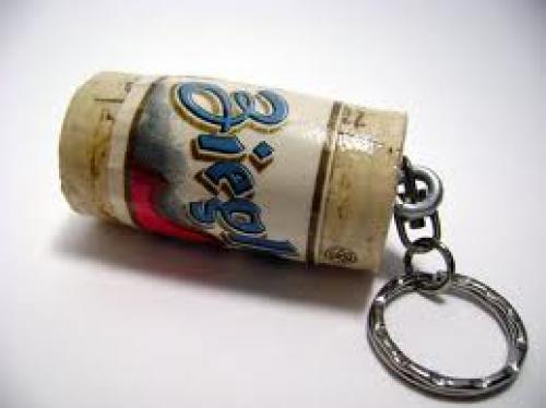 Cork Keychain with Vintage Beer Label